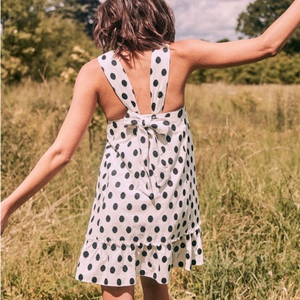 Sezane Black and White Polka Dot Mini Dress
